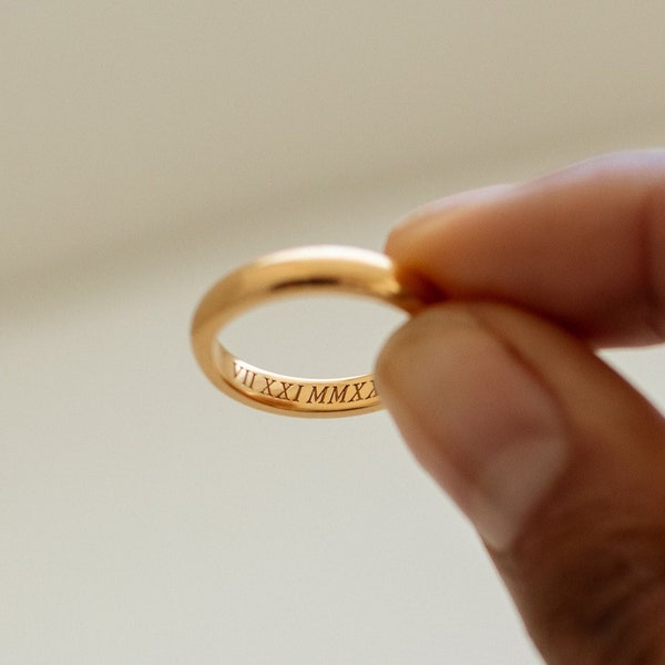 Custom Engraved Band Ring by GracePersonalized - Minimal Personalized Band - Simple Stacking Gold Rings - Mother's Day Gift *RHETA RING*