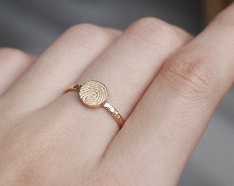 Dainty Fingerprint Ring by GracePersonalized - Actual Fingerprint Ring - PersonaJewelry