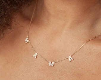 Pave Mama Letter Necklace - Mama Necklace - Mother Necklace - Mother's Day Gifts  - New Mom Necklace - Personalized Gift | Ready-To-Ship