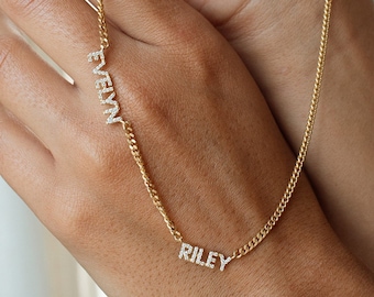 Pavé-Halskette mit mehreren Namen von GracePersonalized – Halskette mit individuellen Namen – Familien-Halskette – minimalistischer personalisierter Schmuck *NITA-HALSKETTE*