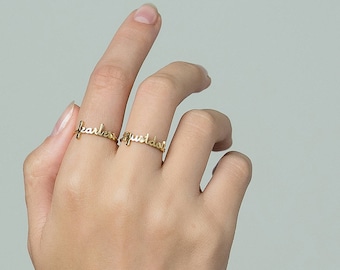 Dainty Custom Name Ring - Personalized Name Ring - Your Name Jewelry - Family Jewelry - Sentimental Christmas Gifts #PR04T F63