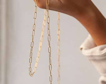 Link Ketting Ketting - Rechthoek Link Ketting - Gouden Ketting Link Ketting - Paperclip Ketting - Minimale Ketting Kettingen voor Gelaagdheid - L25