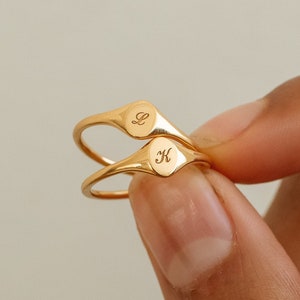 Custom Oval Signet Ring by GracePersonalized Dainty Engraved Ring Personalized Letter Ring Initial Gold Ring RAYLA RING image 1