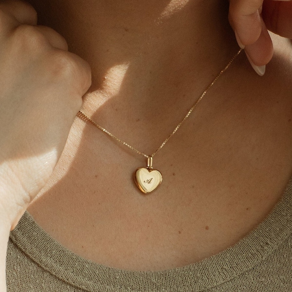 Classic Heart Engraved Necklace - Gold Initial Jewelry - Custom Gift for Her | Grace Personalized