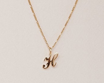 Custom Initial Necklace by GracePersonalized - Letter Script Pendant Necklace - Ready-To-Ship *Irene Necklace | Figaro Chain