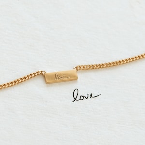 Colar com Barra de Caligrafia da GracePersonalized - Colar com Assinatura Manuscrita | Barra Pequena *B0029-E01*