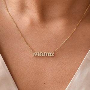 Pavé Mama Script Necklace by GracePersonalized Mama Necklace Mother's Day Gifts Gift for Wife Ready-To-Ship NATALY NECKLACE image 1