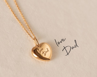 Handwriting Edged Heart Necklace - Custom Jewelry - Keepsake Gift for Her | Grace Personalized