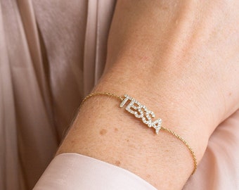 Pavé Name Bracelet by GracePersonalized - Custom Name Bracelet - Personalized Name Bracelet - Pave Stone Name *NINA BRACELET*