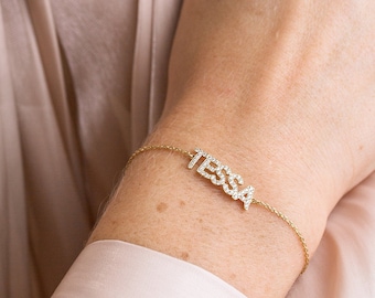 【Grace Personalized】DANAブレスレット Pavé Name Bracelet by Gracepersonalized - Custom Name