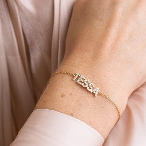 Pavé Name Bracelet by GracePersonalized - Custom Name Bracelet - Personalized Name Bracelet - Pave Stone Name *D0005-E02*
