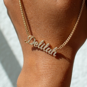 Collier prénom avec inscription pavée GracePersonalized - Collier prénom diamant personnalisé - Collier prénom cursive personnalisé *B0015-E01*