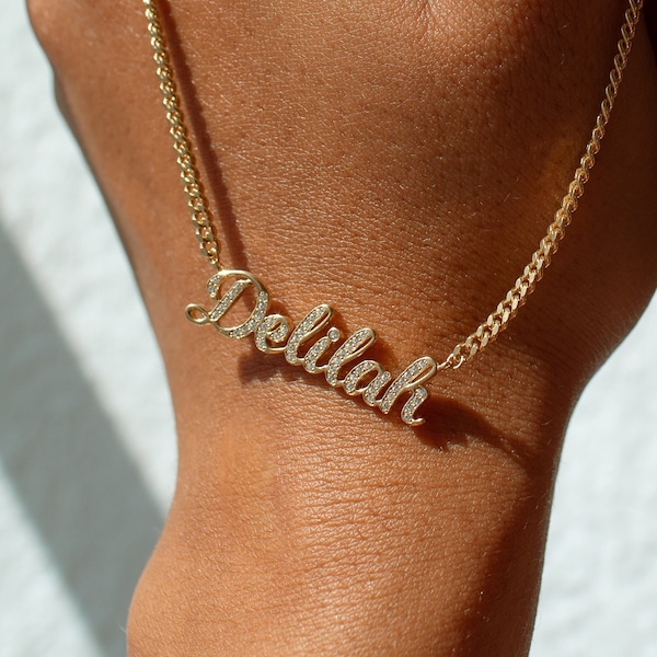 Pavé Script Name Necklace - Custom Name Necklace - Personalized Script Name Necklace *NAT NECKLACE*