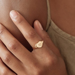Custom Heart Signet Ring by GracePersonalized - Engraved Monogram Ring -Medium Heart Ring -Personalized Birthday Gift for Friend *A0027-E01*
