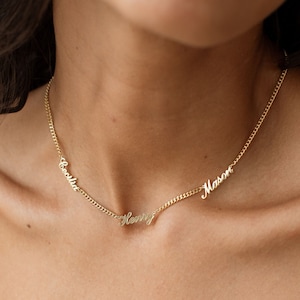 Custom Multiple Name Necklace by GracePersonalized - Multi Name Pendant with Curb Chain - Kids Names Necklace *B0035-E01*