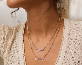 Pavé Name Necklace With Curb Chain by Gracepersonalized Custom