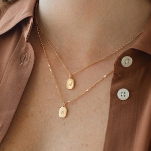 Initial Tag Engraved Necklace - Dainty Gold Jewelry - Custom Zodiac Necklace - Best Friend Gift | Grace Personalized