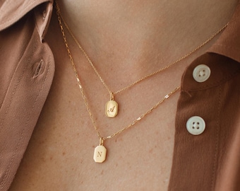 Initial Tag Engraved Necklace - Dainty Gold Jewelry - Custom Zodiac Necklace - Best Friend Gift | Grace Personalized