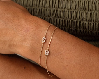 Pavé Letter Bracelet - Custom Initial Jewelry - Keepsake Gift for Her | Grace Personalized