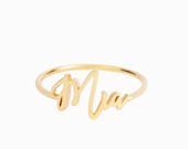 Bague de nom personnalisée - Bague nominative personnalisée - Bague nominative en or - Bijoux de nom minimal - Bague de mot personnalisée - Mot personnalisé en or #PR04 F145C8