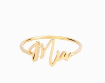 Custom Name Ring - Personalized Name Ring - Gold Name Ring - Minimal Name Jewelry - Custom Word Ring - Gold Personalized Word #PR04 F145C8