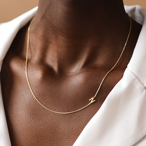 Asymmetrical initial necklace gold sales