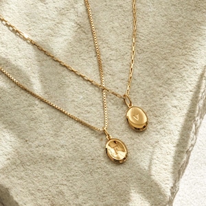Engraved Oval Pendant Necklace by GracePersonalized – Custom Zodiac & Initial Necklace – Friendship Gift – Everyday Necklace *B0020-E01*