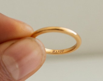 Custom Engraved Thin Band Ring by GracePersonalized - Stackable Personalized Name Rings *RHIA RING*