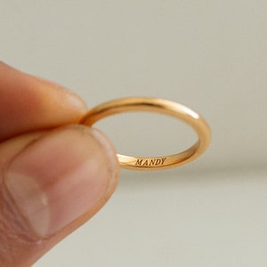 Custom Engraved Thin Band Ring by GracePersonalized - Stackable Personalized Name Rings *A0016-E01*