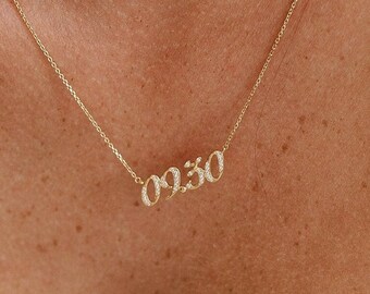 Custom Birthdate Necklace - Year Necklace - Number Necklace - Pavé Custom Name Necklace - Gold Cubic Zirconia Minimalist Necklace