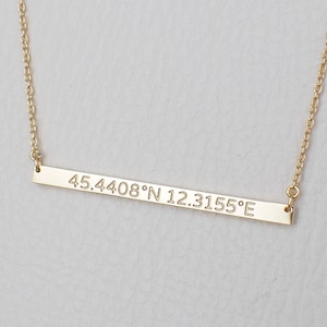 Skinny Coordinates Bar Necklace Custom Coordinates Necklace