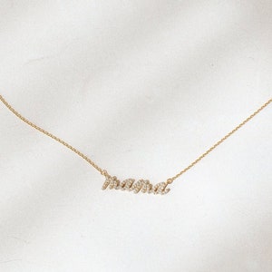 Pavé Mama Name Necklace by GracePersonalized Minimal Mama Necklace Mother's Day Gifts NAHOMIE MAMA NECKLACE image 1