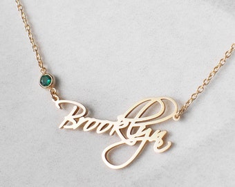 Custom Name Necklace with birthstone by GracePersonalized - Children Names Necklace - Family Gifts *NICOLETTE NECKLACE*