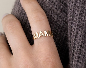 Custom Name Ring by GracePersonalized - Personalized Name Ring - Modern Name Ring - Mama Gold Ring *SABRI RING*