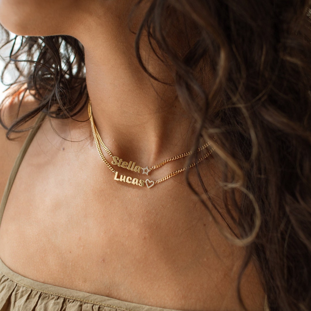 Custom Name Necklace With Bold Curb Chain Personalized Name - Etsy