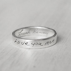 Echte Handschrift Band Ring von GracePersonalized - Personalisierte Unterschrift Ring - Mom Gedenkstein * A0015-E02 *