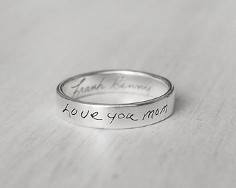 Actual Handwriting Band Ring by GracePersonalized - Personalized Signature Ring - Mom Memorial *RABAB RING*