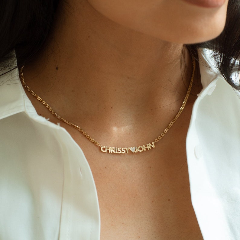 Custom Name Necklace with Curb Chain by GracePersonalized Kids Names Necklaces Minimalist Gold Jewelry NATASHA NECKLACE image 1