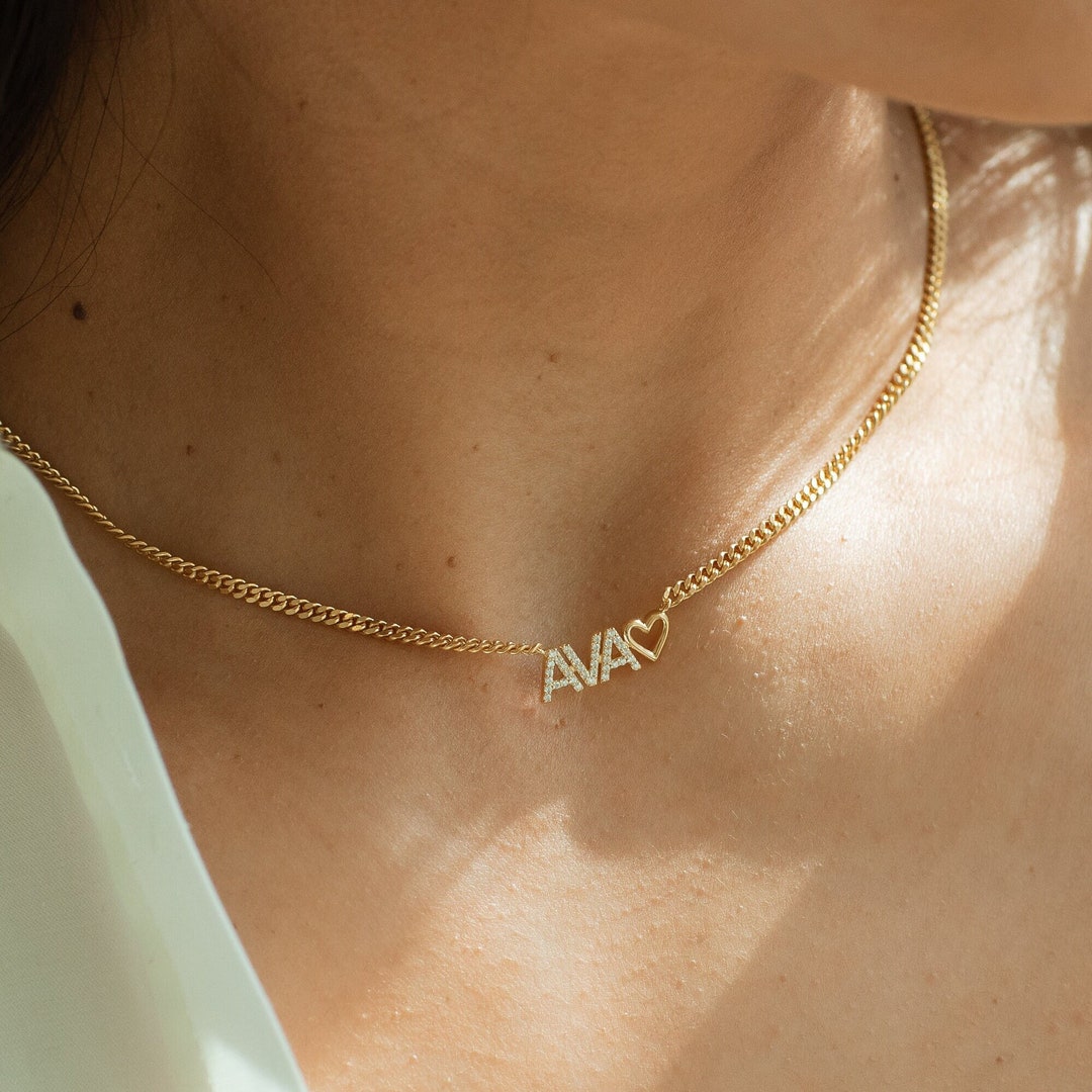 Pave diamond name on sale necklace