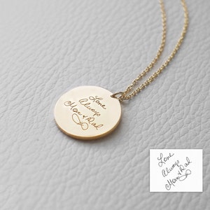 Actual Kid's Drawing on Necklace by GracePersonalized Handwriting Necklace Personalized Child Necklace Large Disc HADARA NECKLACE image 2