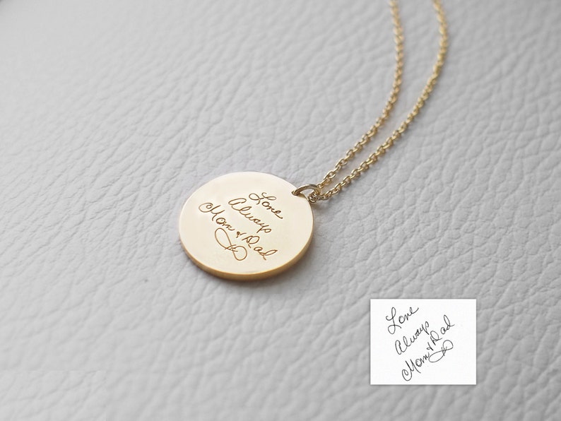 Actual Kid's Drawing on Necklace by GracePersonalized Handwriting Necklace Personalized Child Necklace Large Disc HADARA NECKLACE image 2