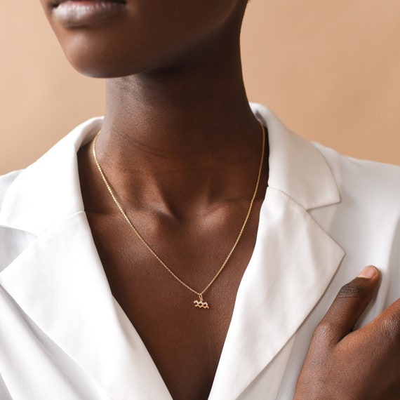 Dainty Zodiac Sign Necklace Semi Pave 