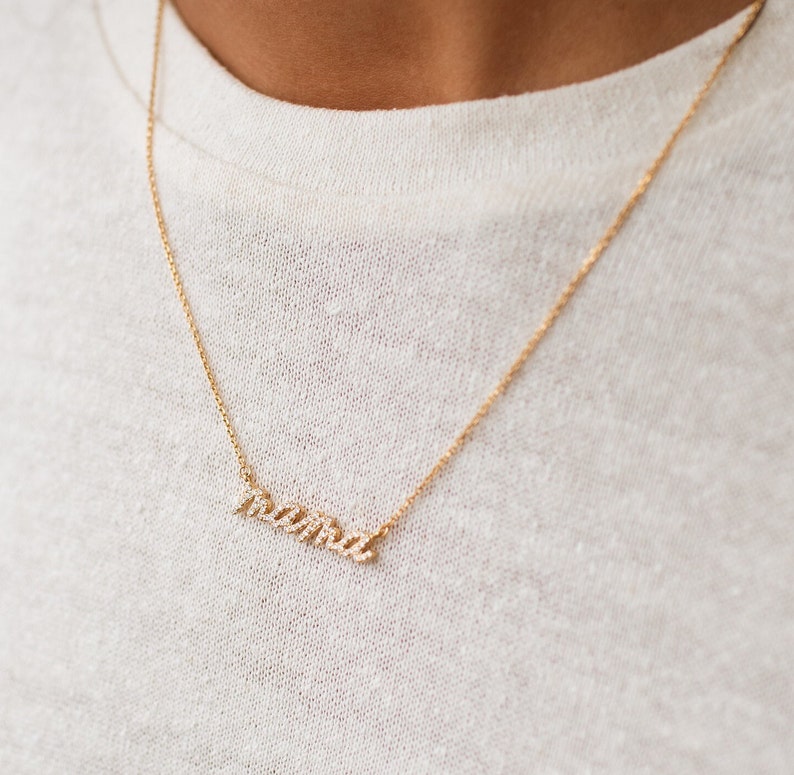 Pavé Mama Name Necklace by GracePersonalized Minimal Mama Necklace Mother's Day Gifts NAHOMIE MAMA NECKLACE image 3