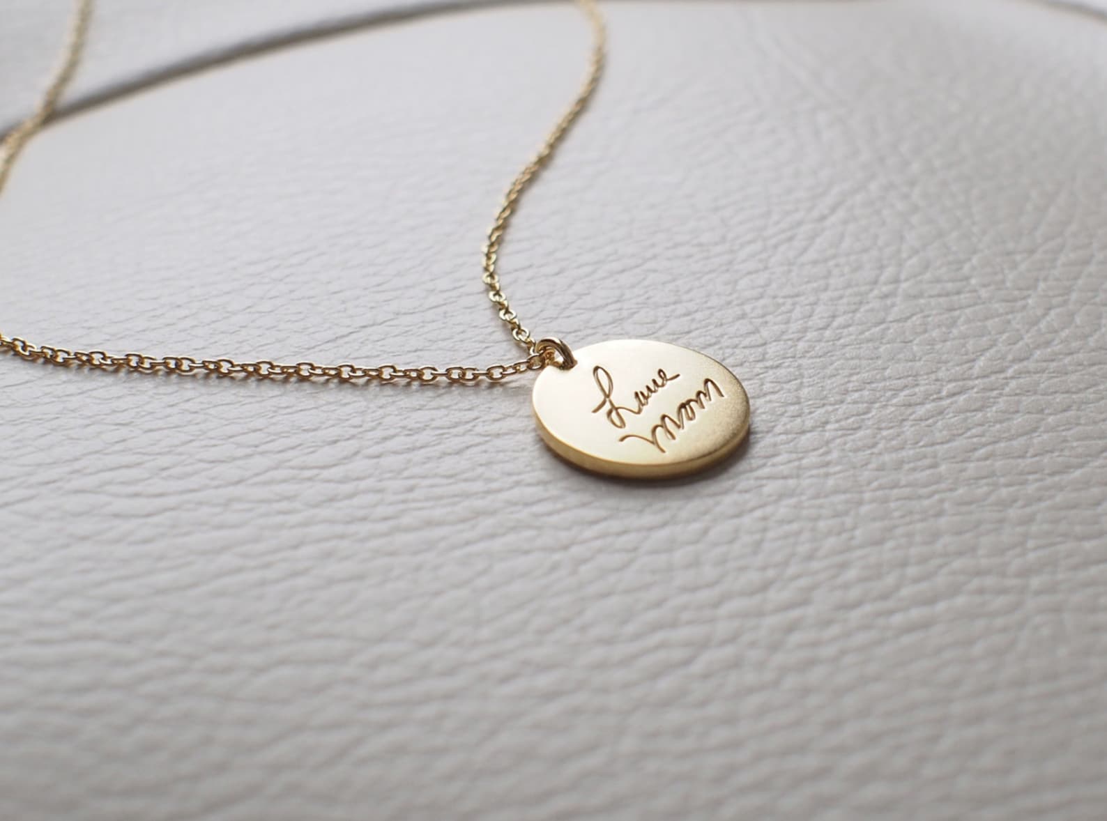 Actual Handwriting Disc Necklace Personalized Circle Etsy