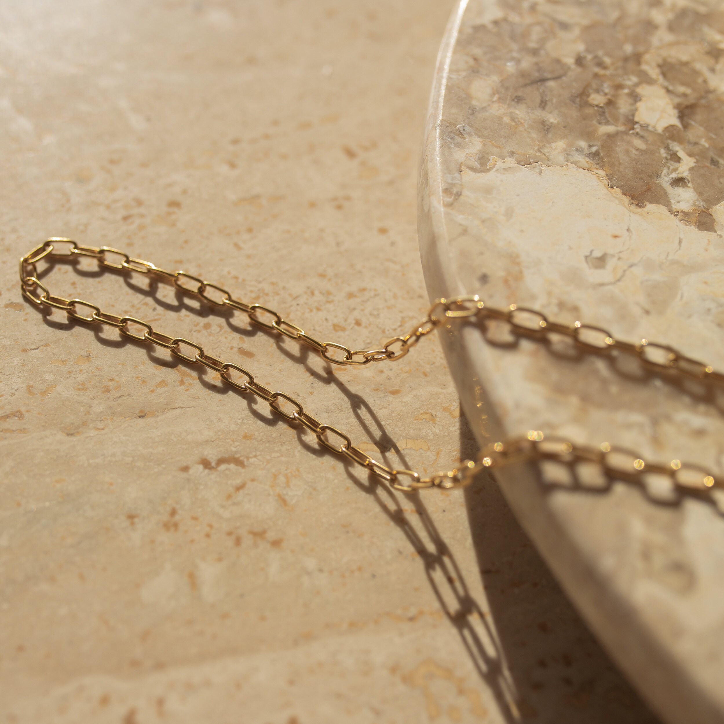 Small Link Chain Necklace Rectangle 