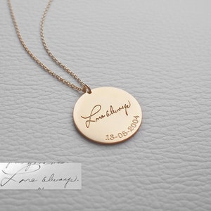 Actual Handwriting Disc Necklace by GracePersonalized - Personalized Circle Necklaces - Mother Memorial - Large Disc *B0043-E02*