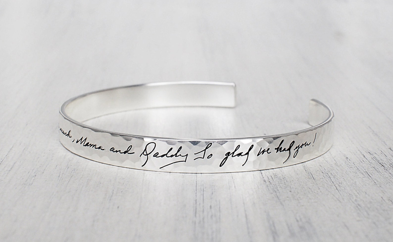 Hammered Handwriting Cuff Bracelet Personalized Signature Etsy