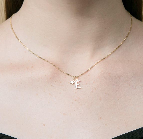 Delicate Charm Jewelry for Girls Women Jumping Birthstone Polished Tiny Initial Alphabet Letter Pendant Necklace