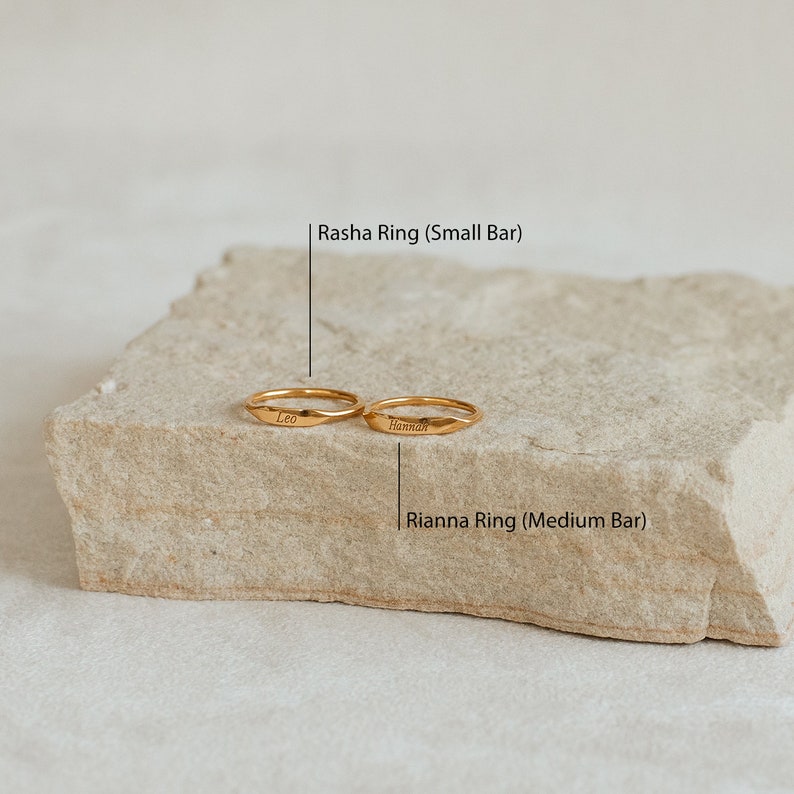 Custom Name Ring by GracePersonalized Personalized Stacking Rings Engraved Name Ring Short Bar RASHA RING image 5