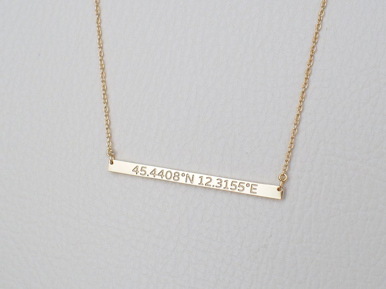 Skinny Coordinates Bar Necklace by GracePersonalized Custom Coordinate Necklace Personalized Latitude Longitude Jewelry EADEN NECKLACE image 1